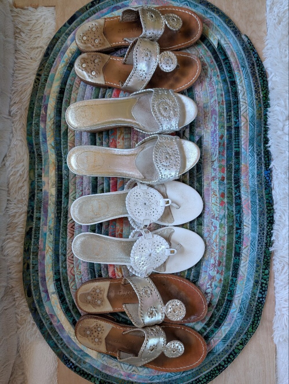 Lot Of Jack Rogers Sandals  Metallic Silver & Gold Leather
